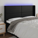 sengegavl med LED-lys 163x16x118/128 cm kunstlæder sort