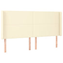 sengegavl med LED-lys 163x16x118/128 cm kunstlæder cremefarvet