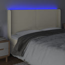 sengegavl med LED-lys 163x16x118/128 cm kunstlæder cremefarvet
