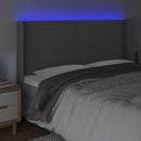 sengegavl med LED-lys 163x16x118/128 cm kunstlæder grå