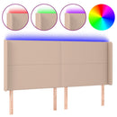 sengegavl med LED-lys 183x16x118/128 cm kunstlæder cappuccino