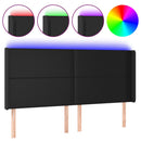 sengegavl med LED-lys 203x16x118/128 cm kunstlæder sort