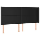 sengegavl med LED-lys 203x16x118/128 cm kunstlæder sort