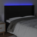 sengegavl med LED-lys 203x16x118/128 cm kunstlæder sort