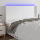 sengegavl med LED-lys 203x16x118/128 cm kunstlæder hvid