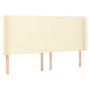 sengegavl med LED-lys 203x16x118/128 cm kunstlæder cremefarvet