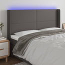 sengegavl med LED-lys 203x16x118/128 cm kunstlæder grå