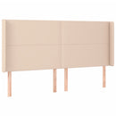 sengegavl med LED-lys 203x16x118/128 cm kunstlæder cappuccino