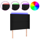 sengegavl med LED-lys 83x16x118/128 cm stof sort