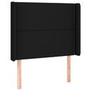 sengegavl med LED-lys 83x16x118/128 cm stof sort