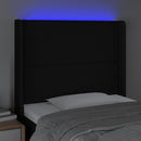 sengegavl med LED-lys 83x16x118/128 cm stof sort