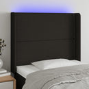 sengegavl med LED-lys 83x16x118/128 cm stof sort