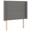 sengegavl med LED-lys 93x16x118/128 cm stof mørkegrå