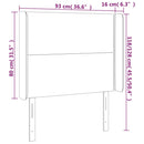 sengegavl med LED-lys 93x16x118/128 cm stof mørkegrå