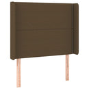 sengegavl med LED-lys 93x16x118/128 cm stof mørkebrun