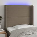 sengegavl med LED-lys 93x16x118/128 cm stof gråbrun