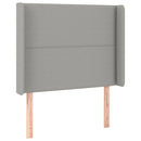 sengegavl med LED-lys 103x16x118/128 cm stof lysegrå