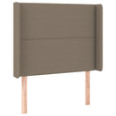 sengegavl med LED-lys 103x16x118/128 cm stof gråbrun