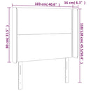 sengegavl med LED-lys 103x16x118/128 cm stof cremefarvet