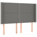 sengegavl med LED-lys 147x16x118/128 cm stof mørkegrå