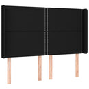 sengegavl med LED-lys 147x16x118/128 cm stof sort