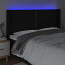 sengegavl med LED-lys 163x16x118/128 cm stof sort