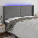 sengegavl med LED-lys 183x16x118/128 cm stof mørkegrå