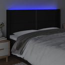 sengegavl med LED-lys 183x16x118/128 cm stof sort