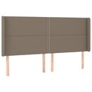 sengegavl med LED-lys 183x16x118/128 cm stof gråbrun