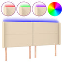 sengegavl med LED-lys 183x16x118/128 cm stof cremefarvet