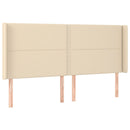 sengegavl med LED-lys 183x16x118/128 cm stof cremefarvet
