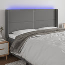 sengegavl med LED-lys 203x16x118/128 cm stof mørkegrå