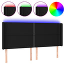 sengegavl med LED-lys 203x16x118/128 cm stof sort