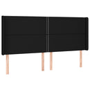 sengegavl med LED-lys 203x16x118/128 cm stof sort