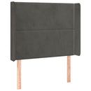 sengegavl med LED-lys 83x16x118/128 cm fløjl mørkegrå