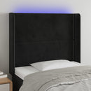 sengegavl med LED-lys 83x16x118/128 cm fløjl sort