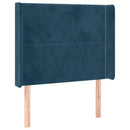 sengegavl med LED-lys 83x16x118/128 cm fløjl mørkeblå