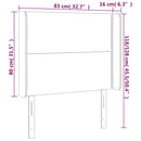 sengegavl med LED-lys 83x16x118/128 cm fløjl mørkeblå