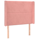 sengegavl med LED-lys 83x16x118/128 cm fløjl lyserød