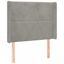 sengegavl med LED-lys 103x16x118/128 cm fløjl lysegrå