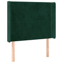 sengegavl med LED-lys 103x16x118/128 cm fløjl mørkegrøn