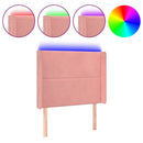 sengegavl med LED-lys 103x16x118/128 cm fløjl lyserød