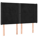 sengegavl med LED-lys 147x16x118/128 cm fløjl sort