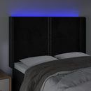 sengegavl med LED-lys 147x16x118/128 cm fløjl sort