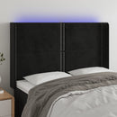 sengegavl med LED-lys 147x16x118/128 cm fløjl sort