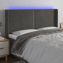 sengegavl med LED-lys 163x16x118/128 cm fløjl mørkegrå
