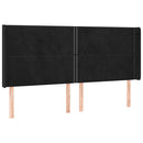 sengegavl med LED-lys 163x16x118/128 cm fløjl sort