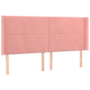 sengegavl med LED-lys 163x16x118/128 cm fløjl lyserød