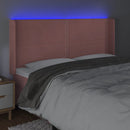 sengegavl med LED-lys 163x16x118/128 cm fløjl lyserød