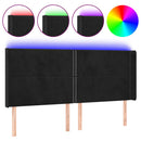 sengegavl med LED-lys 183x16x118/128 cm fløjl sort